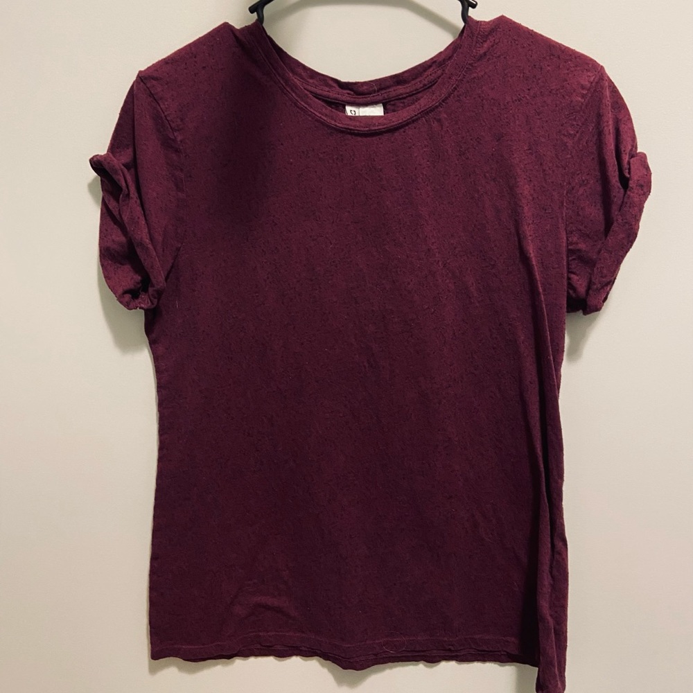 Purple H&M tee with cuffed sleeves